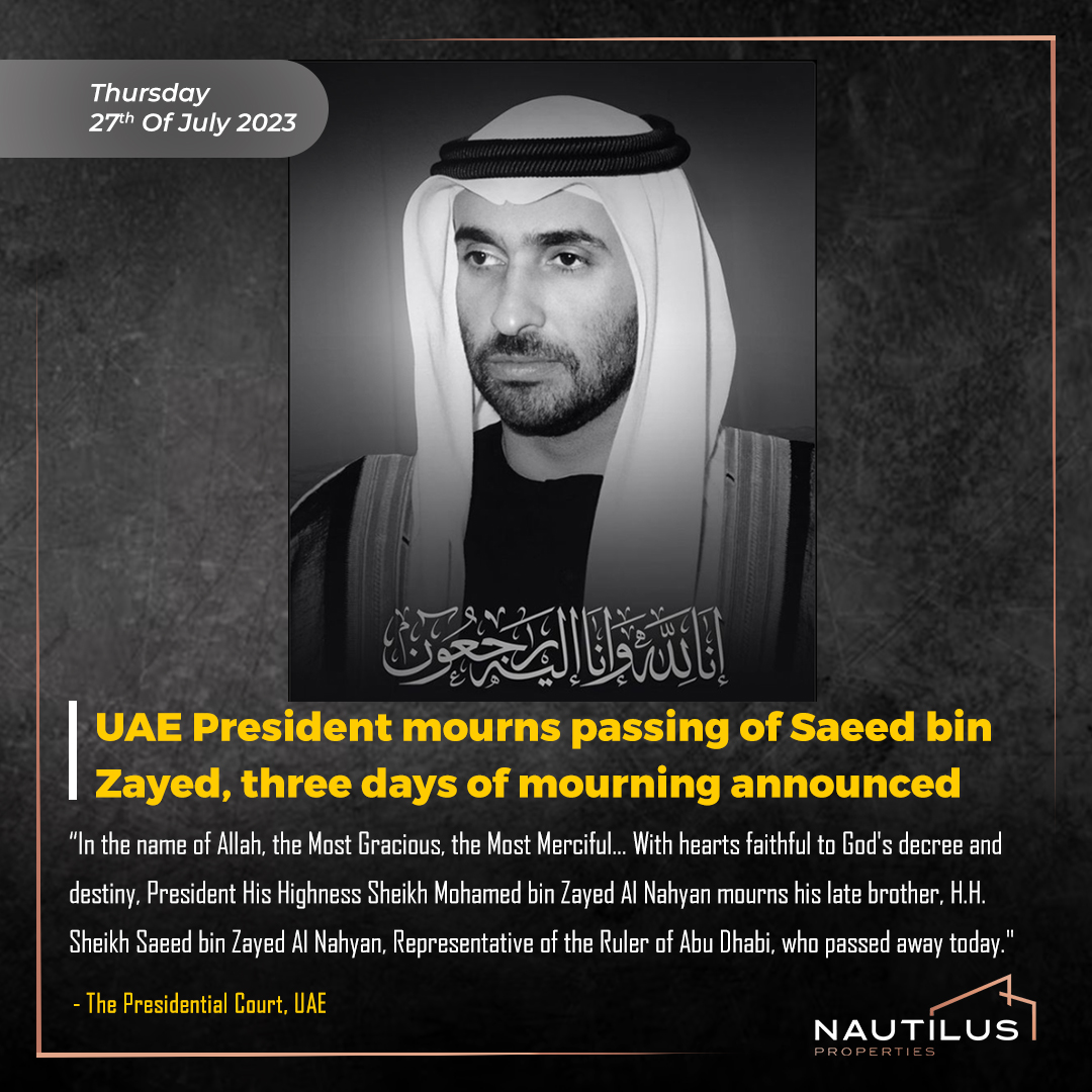 UAE President mourns passing of Saeed bin Zayed, three days of mourning announced