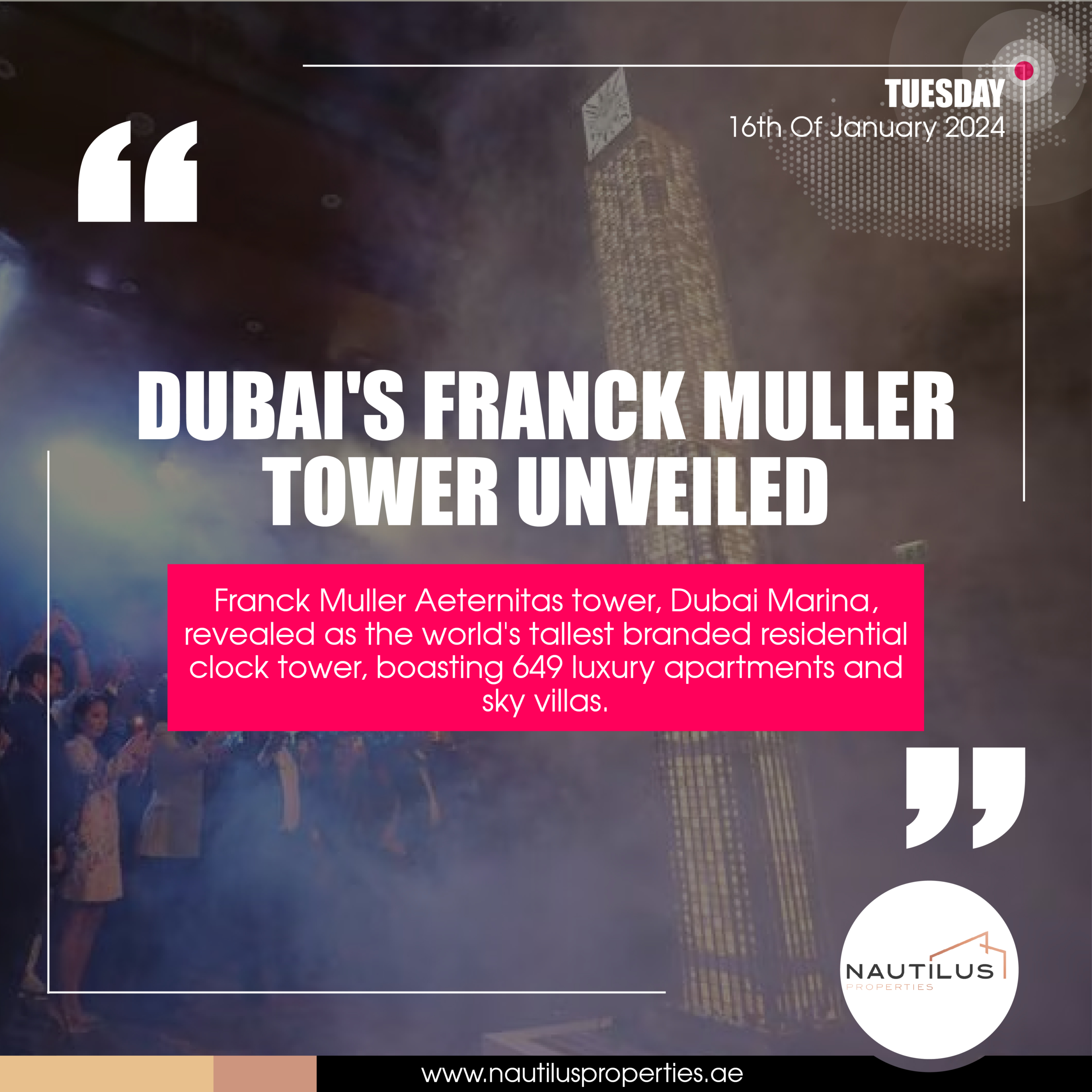 "Lusso senza tempo: svelata la Franck Muller Aeternitas Tower di Dubai"