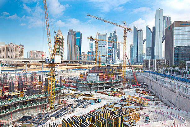 Construction in progress for a new property development in Dubai