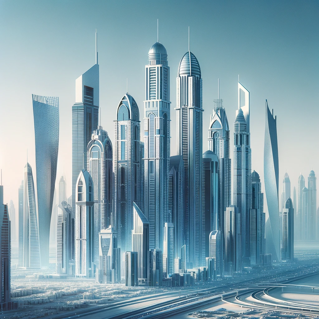 Futuristic skyline of Dubai showcasing financial progress.