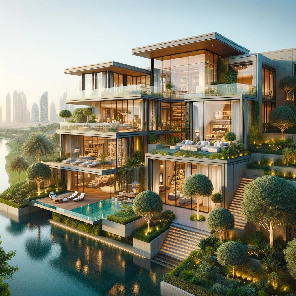 Luxurious Emirates Hills Villa Overlooking a Serene Lake