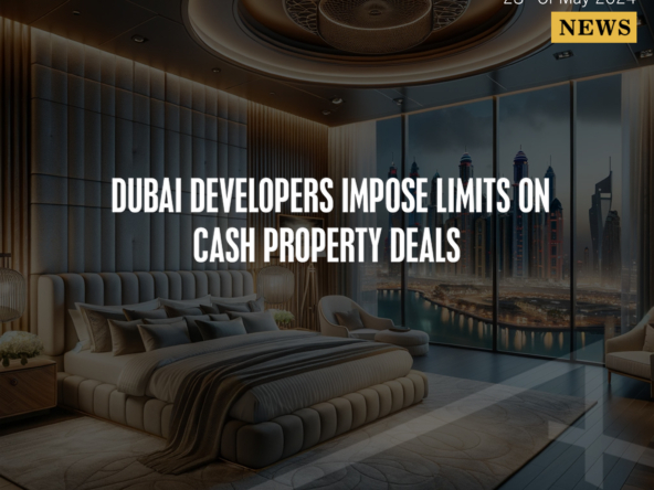 Luxurious bedroom in Dubai with a view of the skyline, highlighting new property regulations.