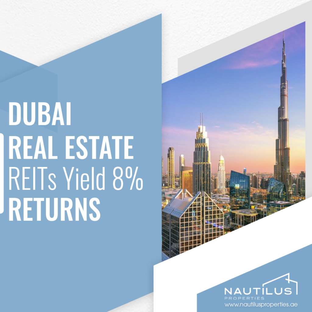 Dubai skyline with notable REIT-managed properties.