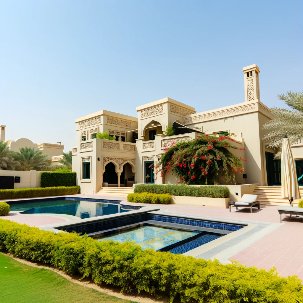 Elegant villa in Dubai with a classic design, perfect for long-term rental.